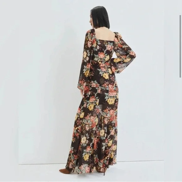 Veronica Beard Maxi Silk Floral Long-Sleeve Avani Dress Size 0 NWOT
